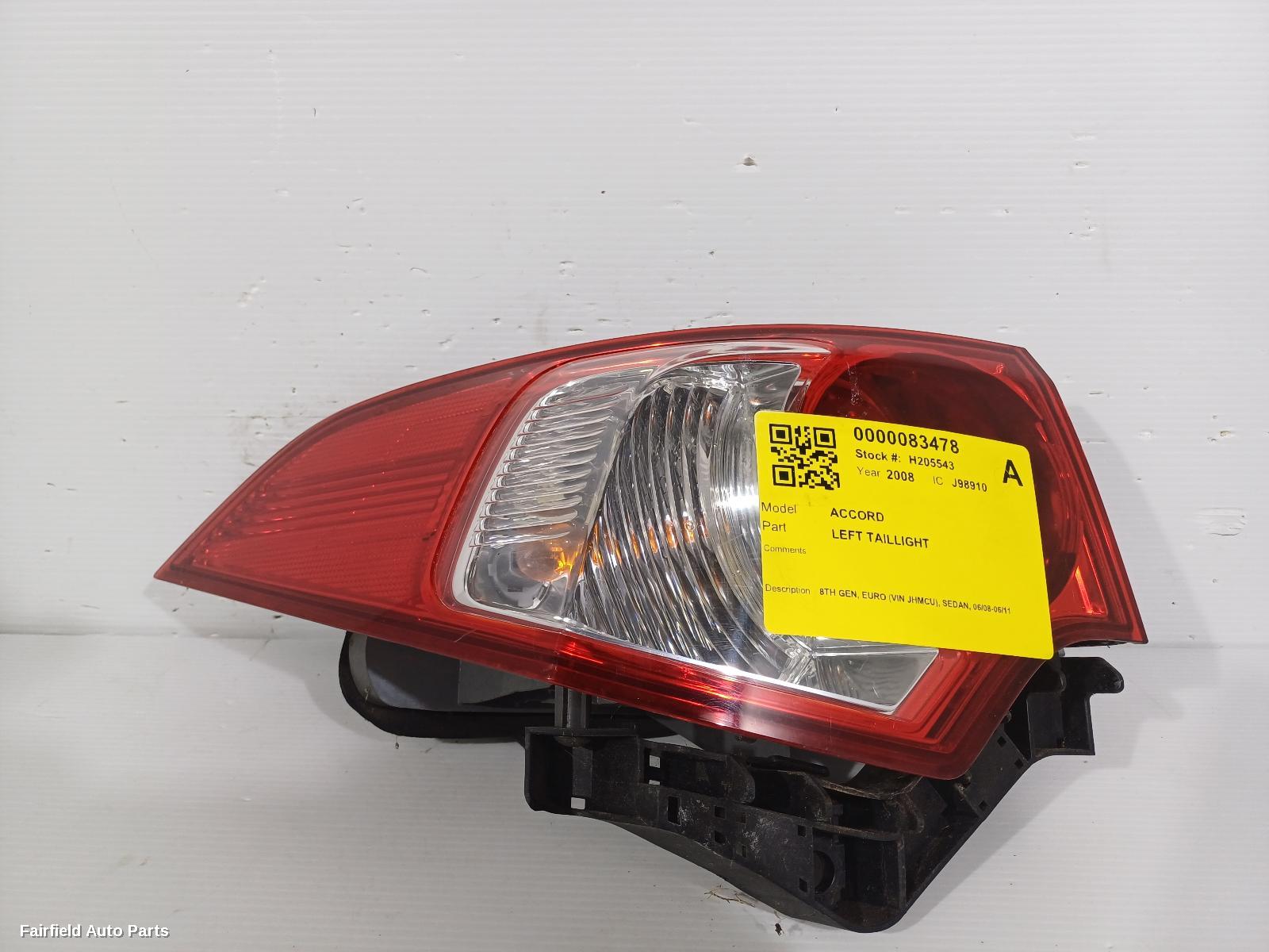 2008-2011 Honda Accord Left Taillight