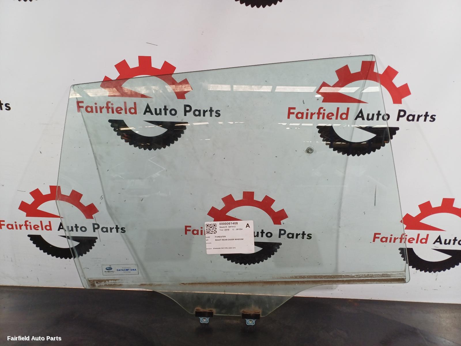 2008-2012 Subaru Forester Right Rear Door Window