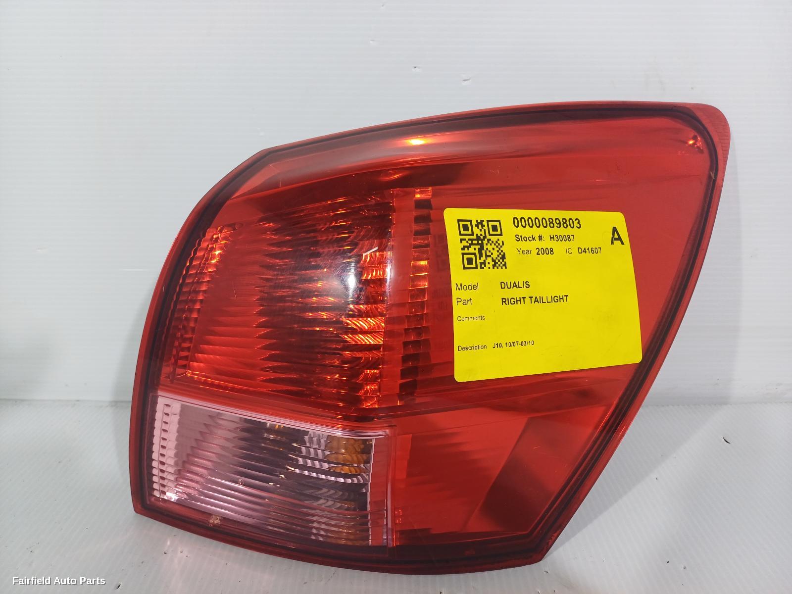2007-2010 Nissan Dualis Right Taillight