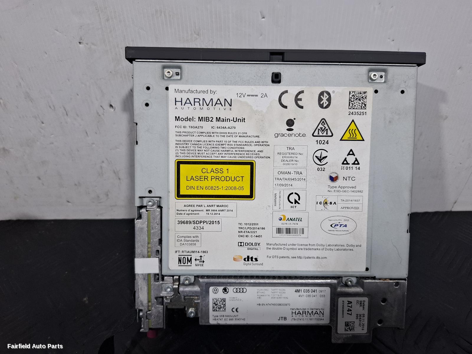 2015-2020 Audi Q7 Radio Cd Dvd Sat Tv