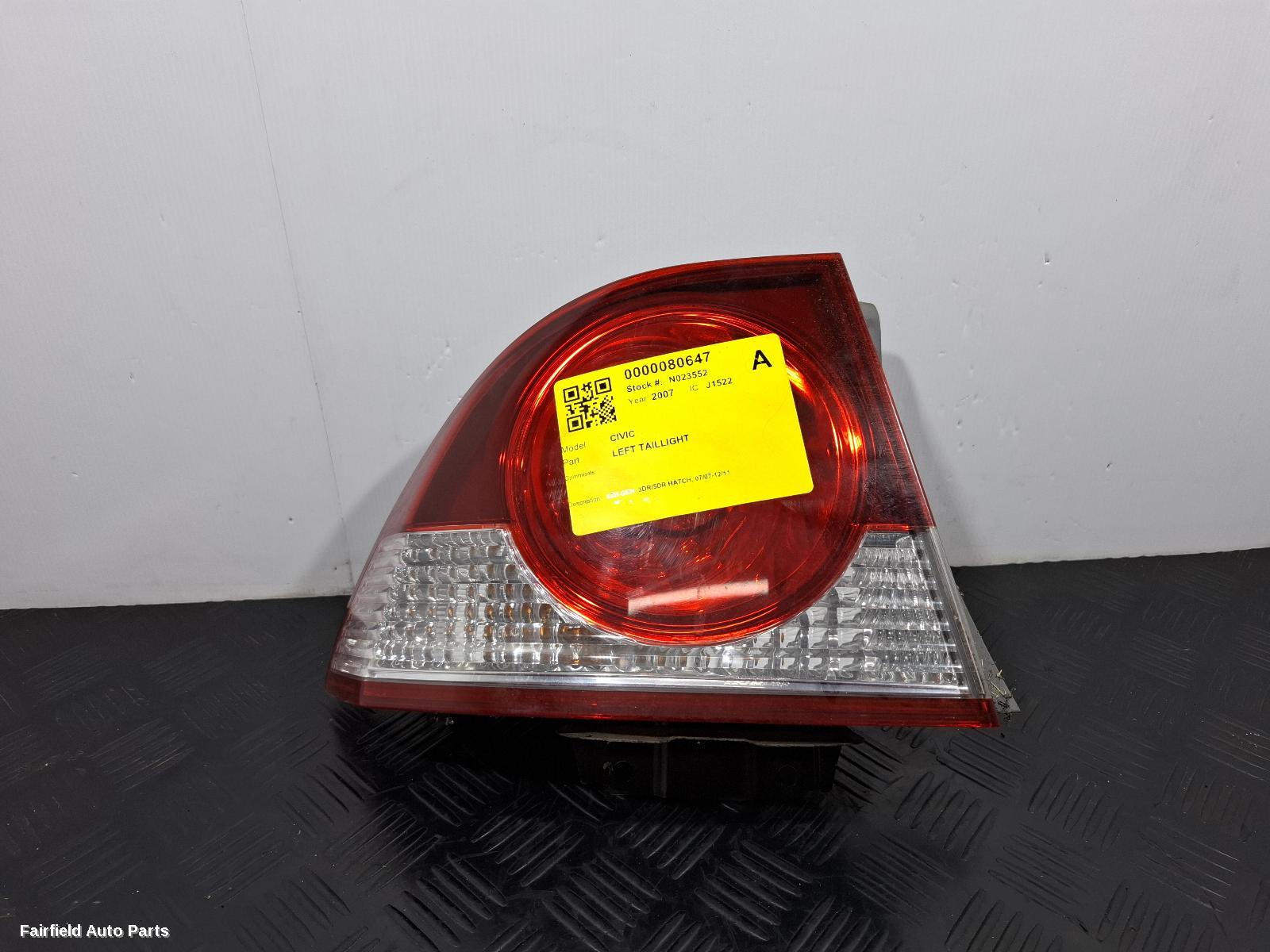 2007-2011 Honda Civic Left Taillight
