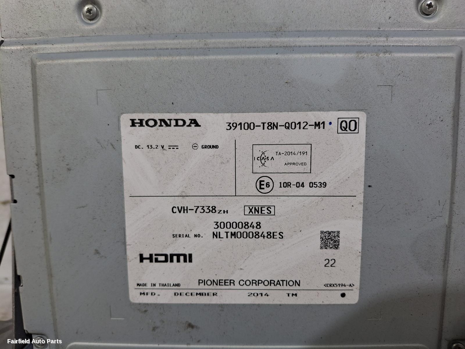 2014-2017 Honda Hrv Radio Cd Dvd Sat Tv