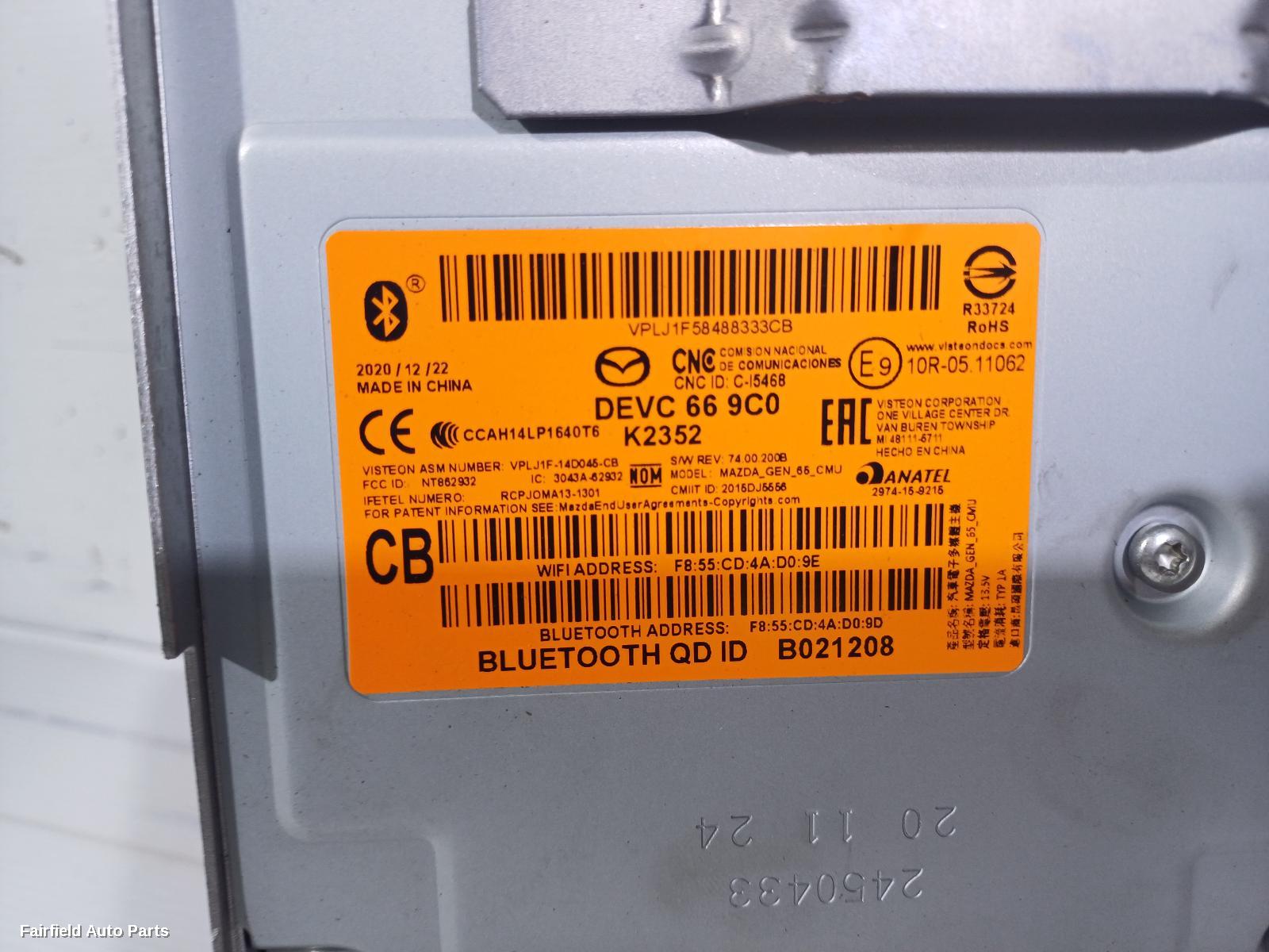 2015-2022 Mazda Cx3 Radio Cd Dvd Sat Tv