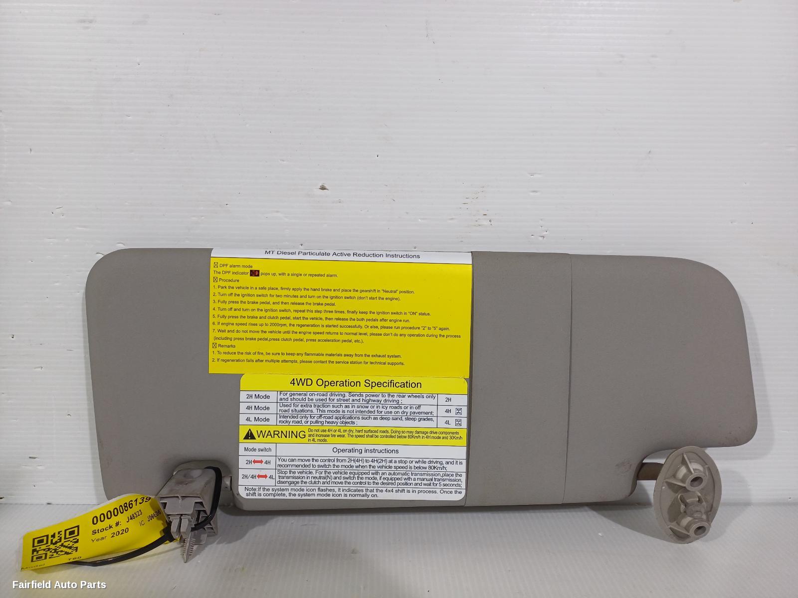 2017-2025 Ldv T60 Sunvisor