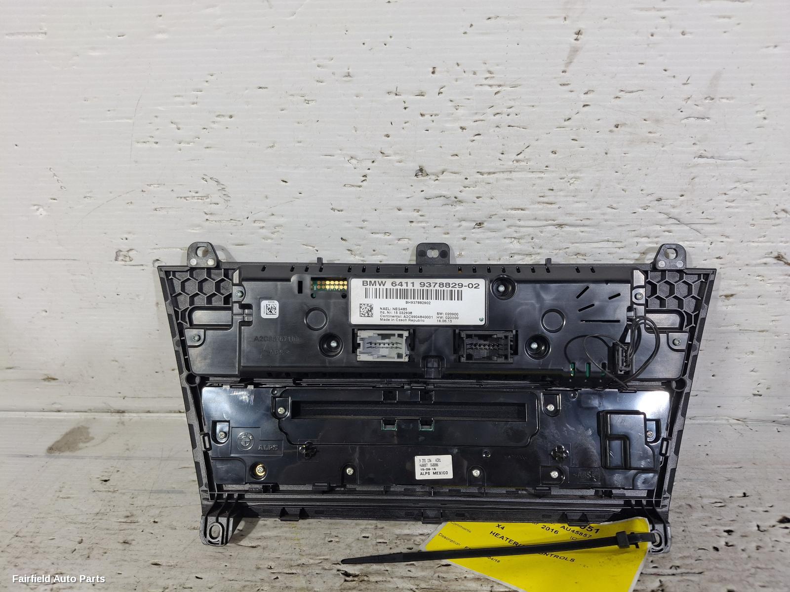 2014-2018 Bmw X4 Heater Ac Controls
