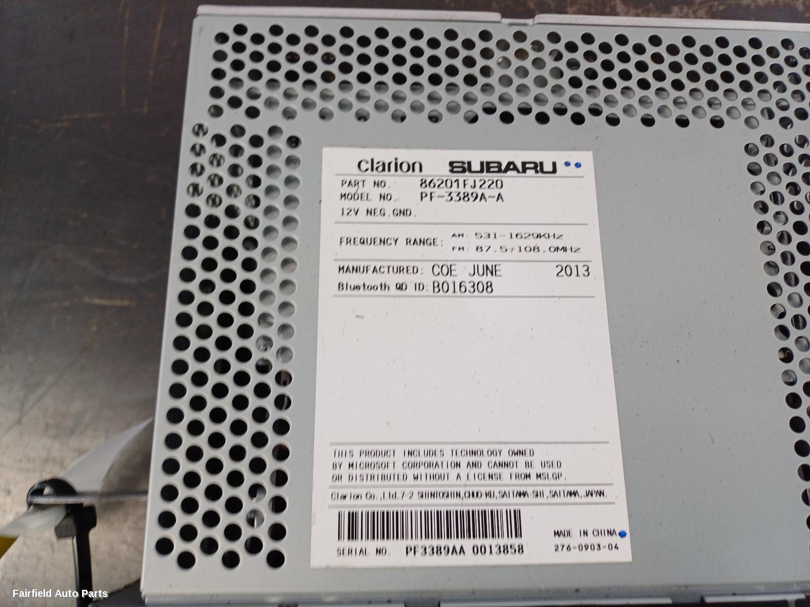2011-2015 Subaru Xv Radio Cd Dvd Sat Tv