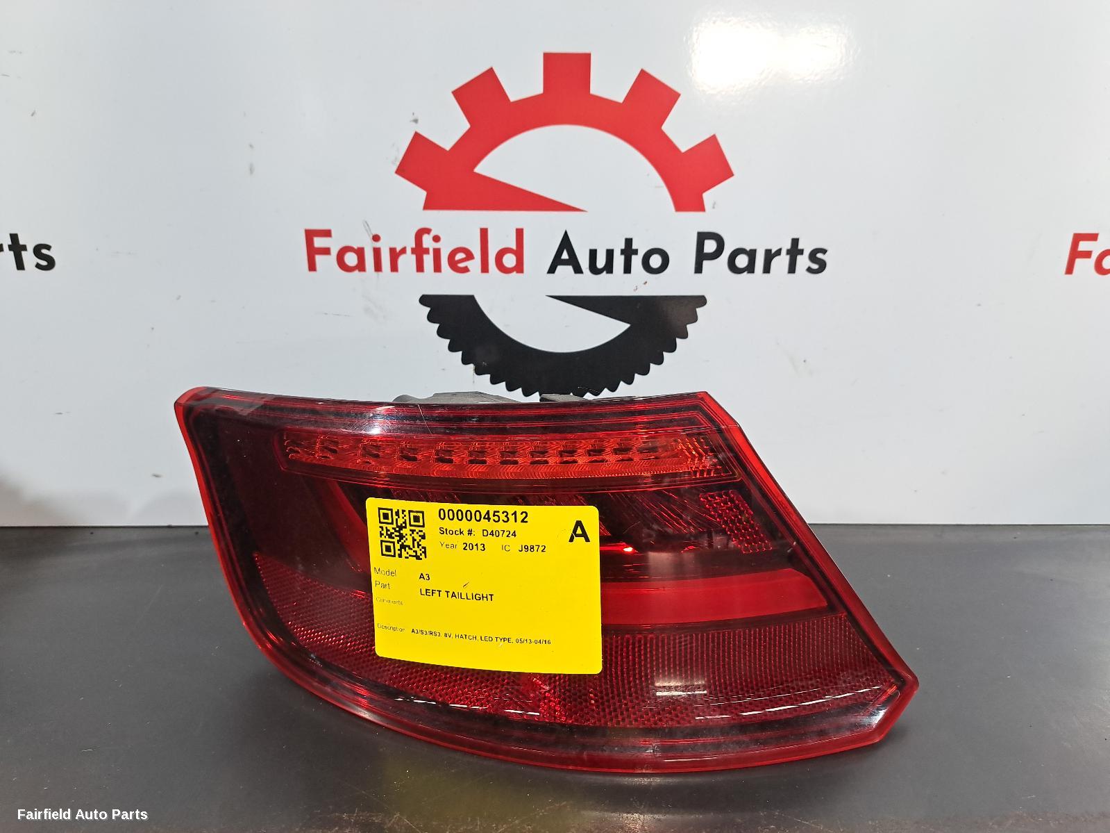 2013-2016 Audi A3 Left Taillight