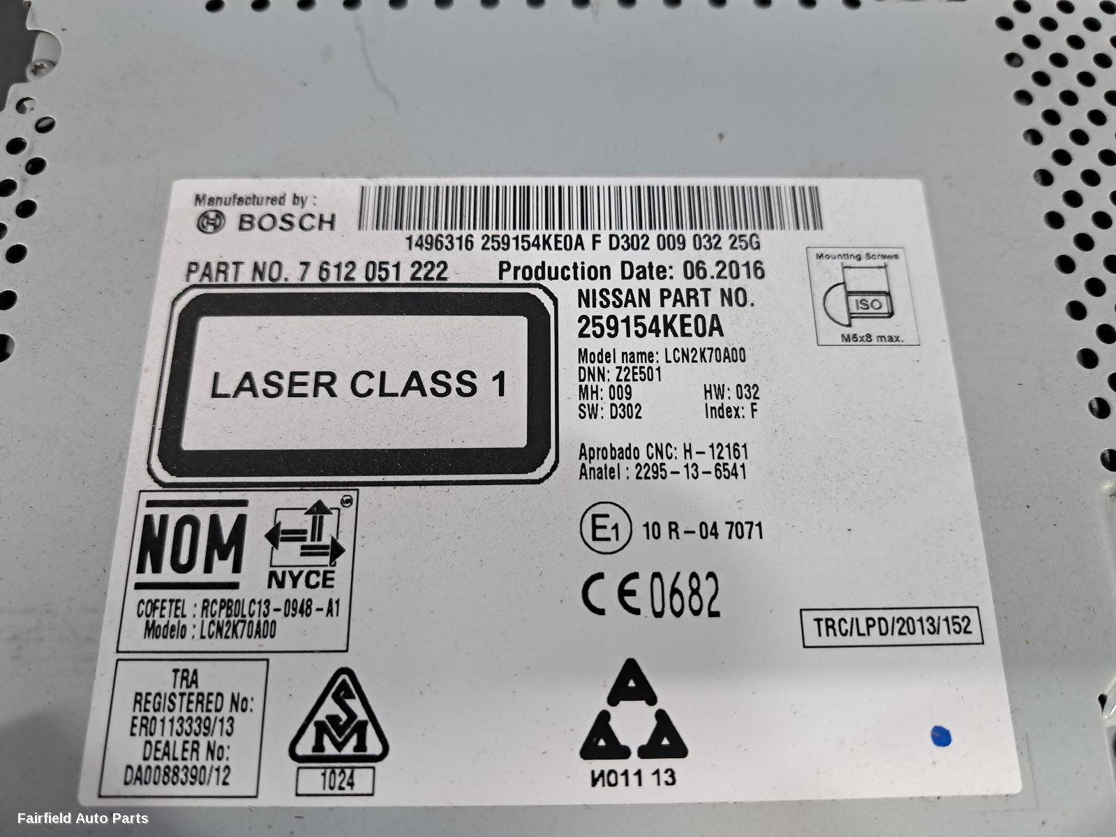 2015-2020 Nissan Navara Radio Cd Dvd Sat Tv