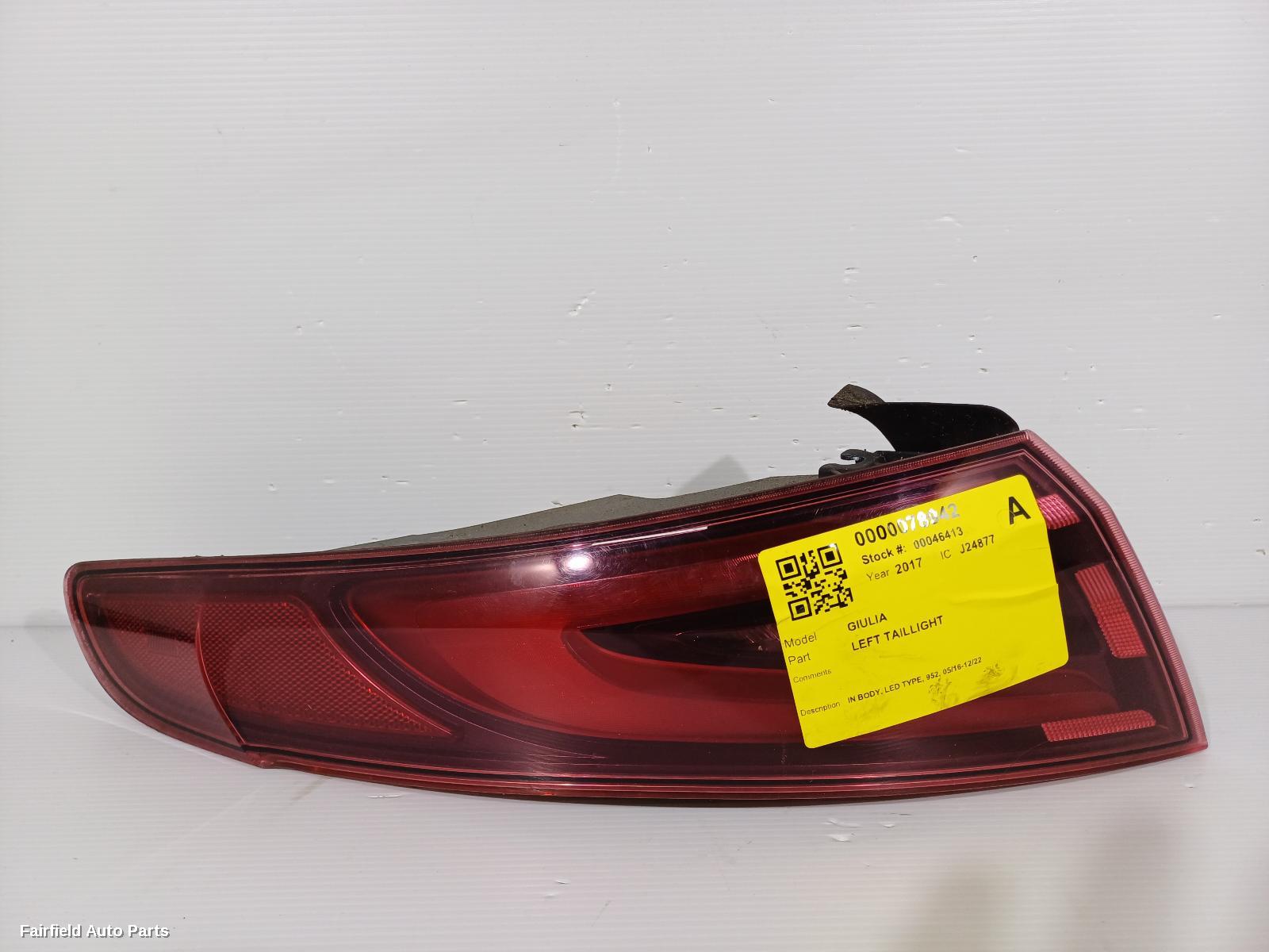 2016-2022 Alfa Romeo Giulia Left Taillight