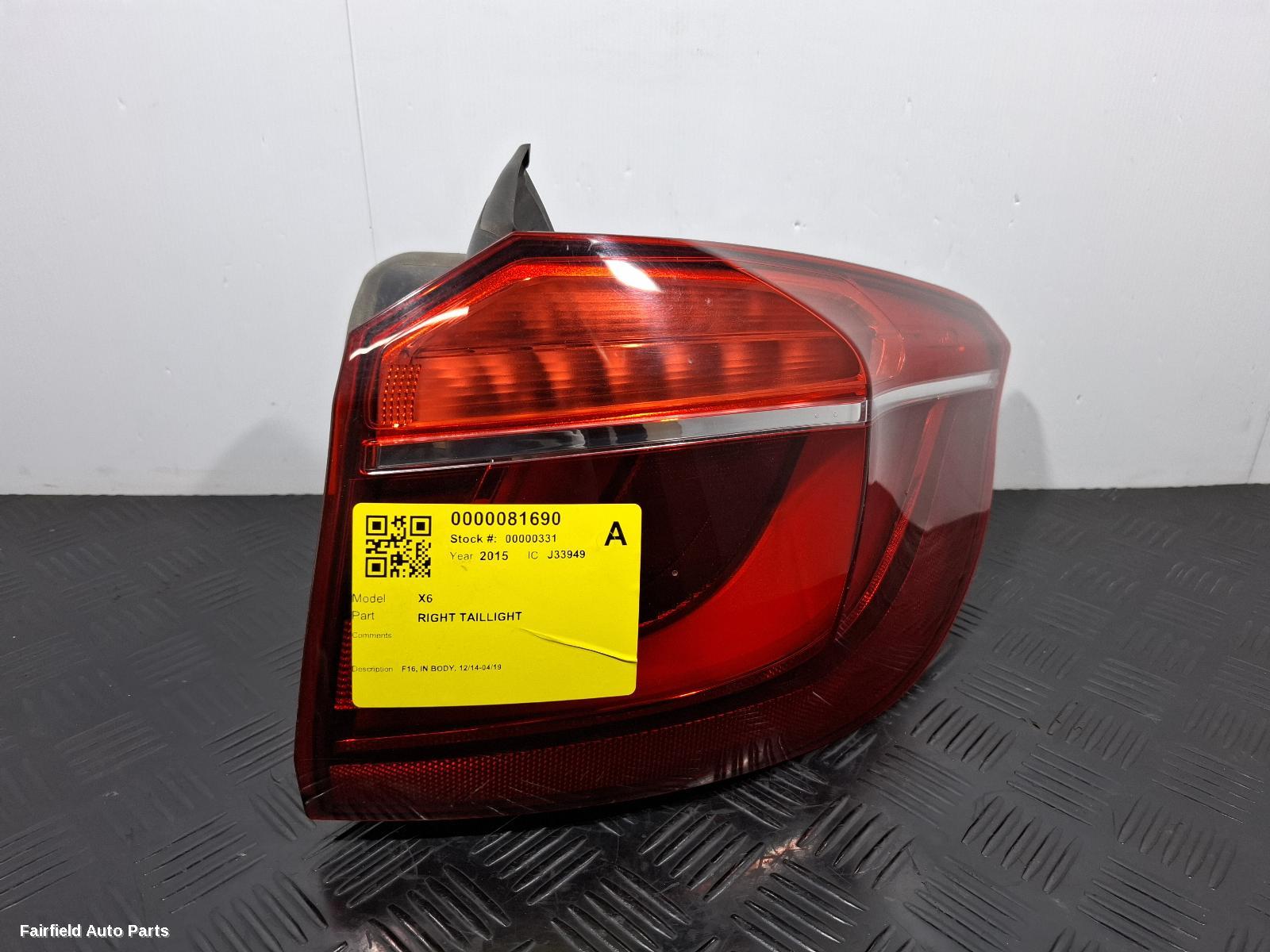 2014-2019 Bmw X6 Right Taillight