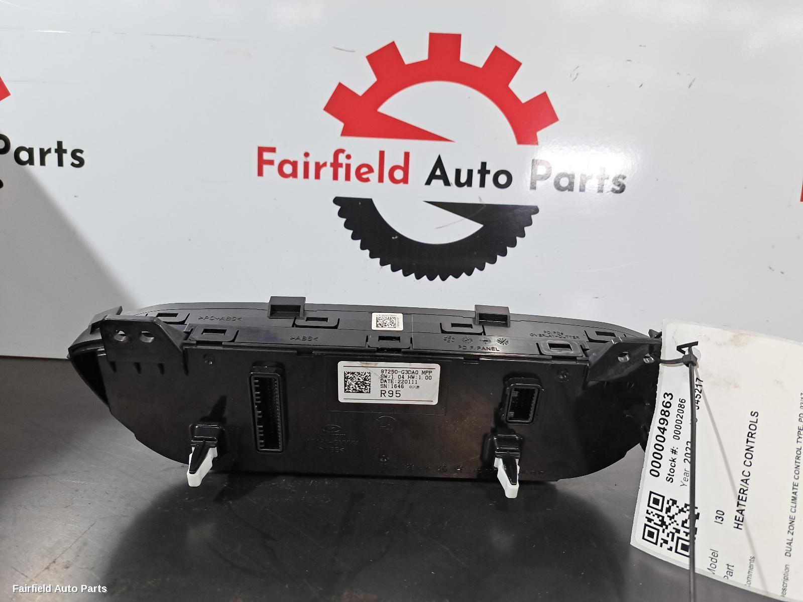2017-2025 Hyundai I30 Heater Ac Controls