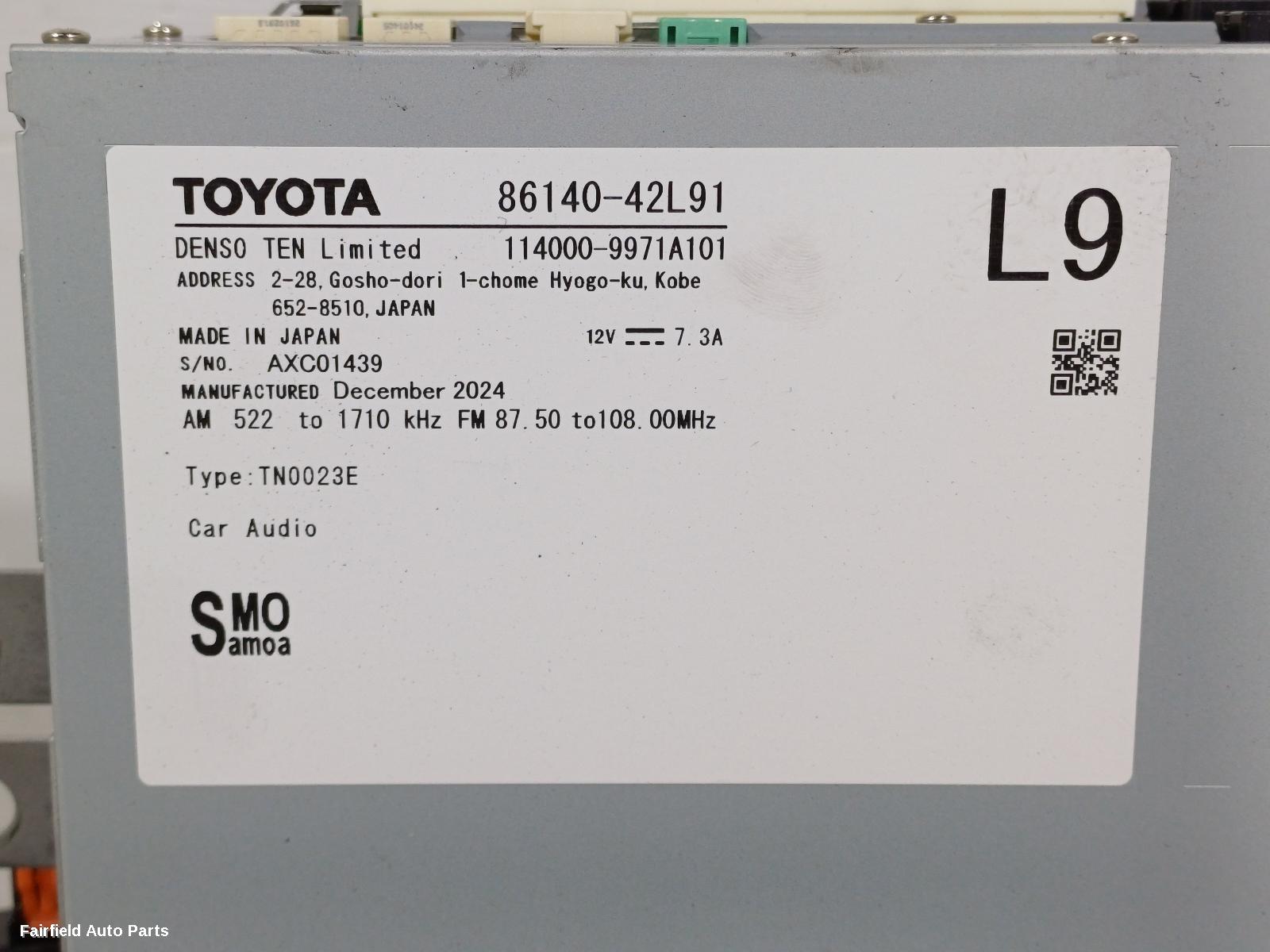 2022-2025 Toyota Rav4 Radio Cd Dvd Sat Tv