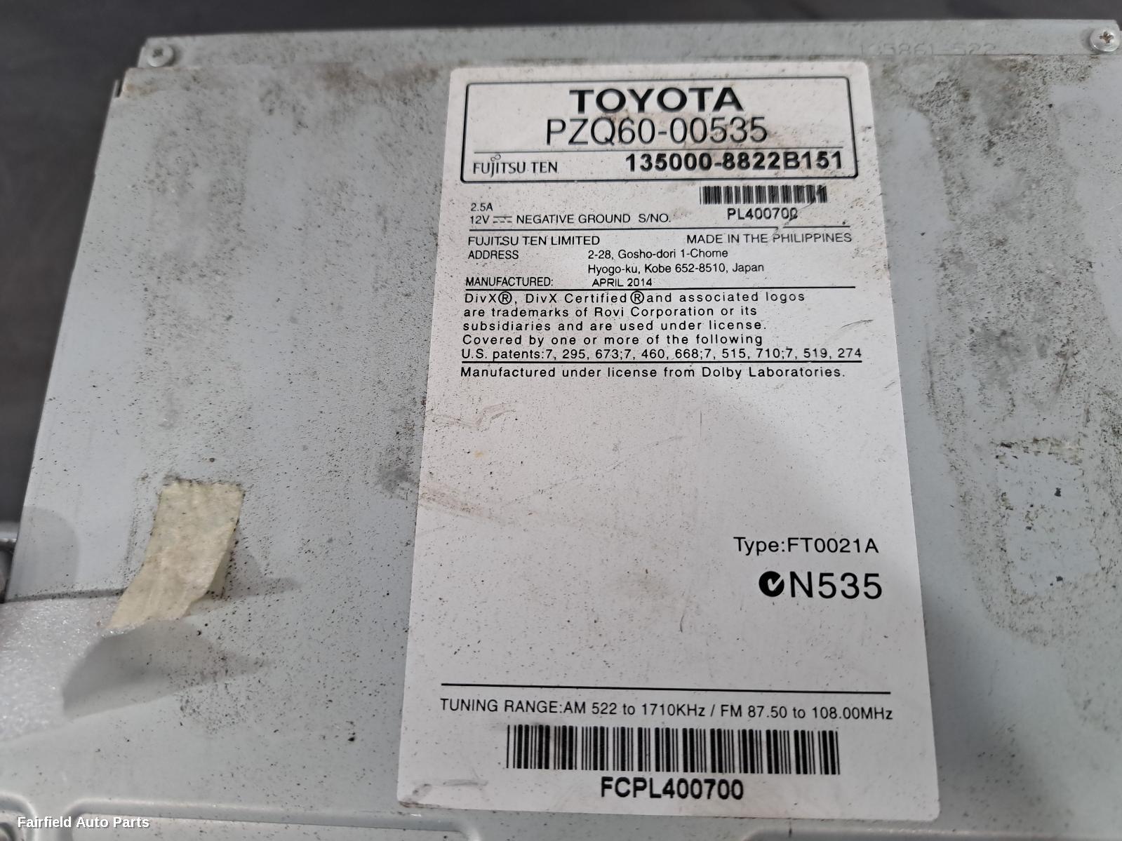 2007-2020 Toyota Landcruiser Radio Cd Dvd Sat Tv