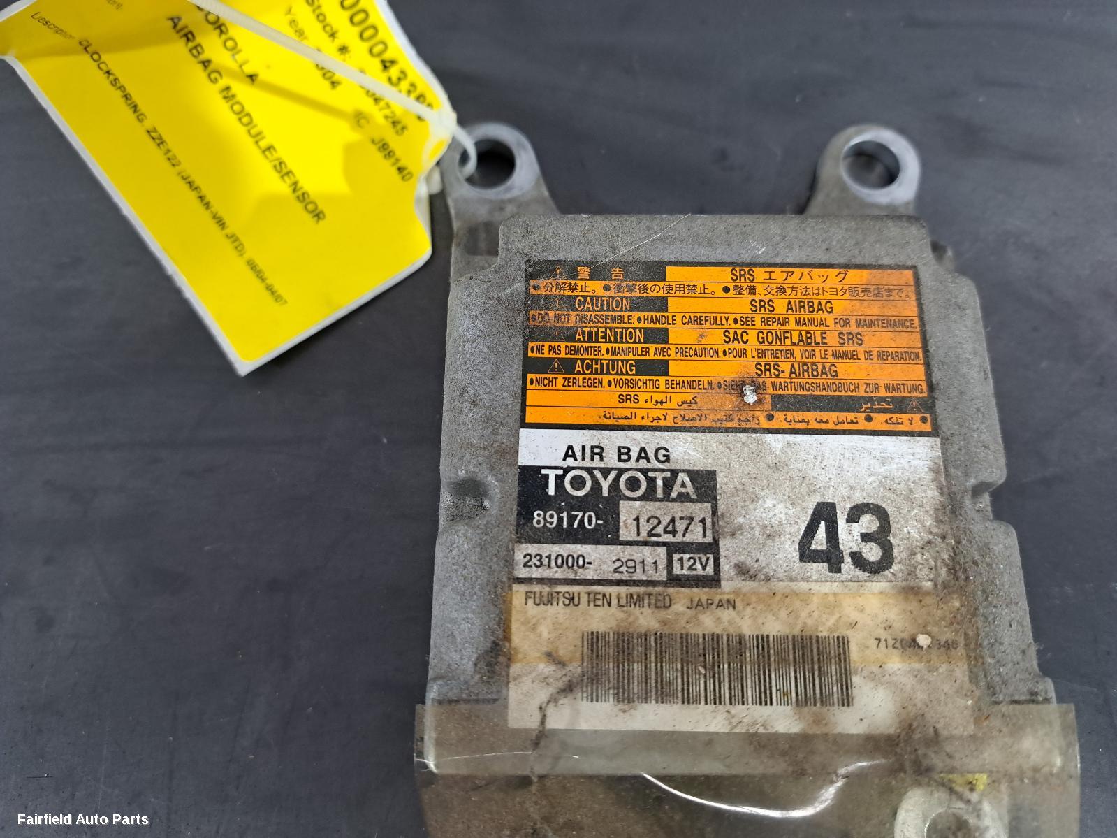 2004-2007 Toyota Corolla Airbag Module Sensor