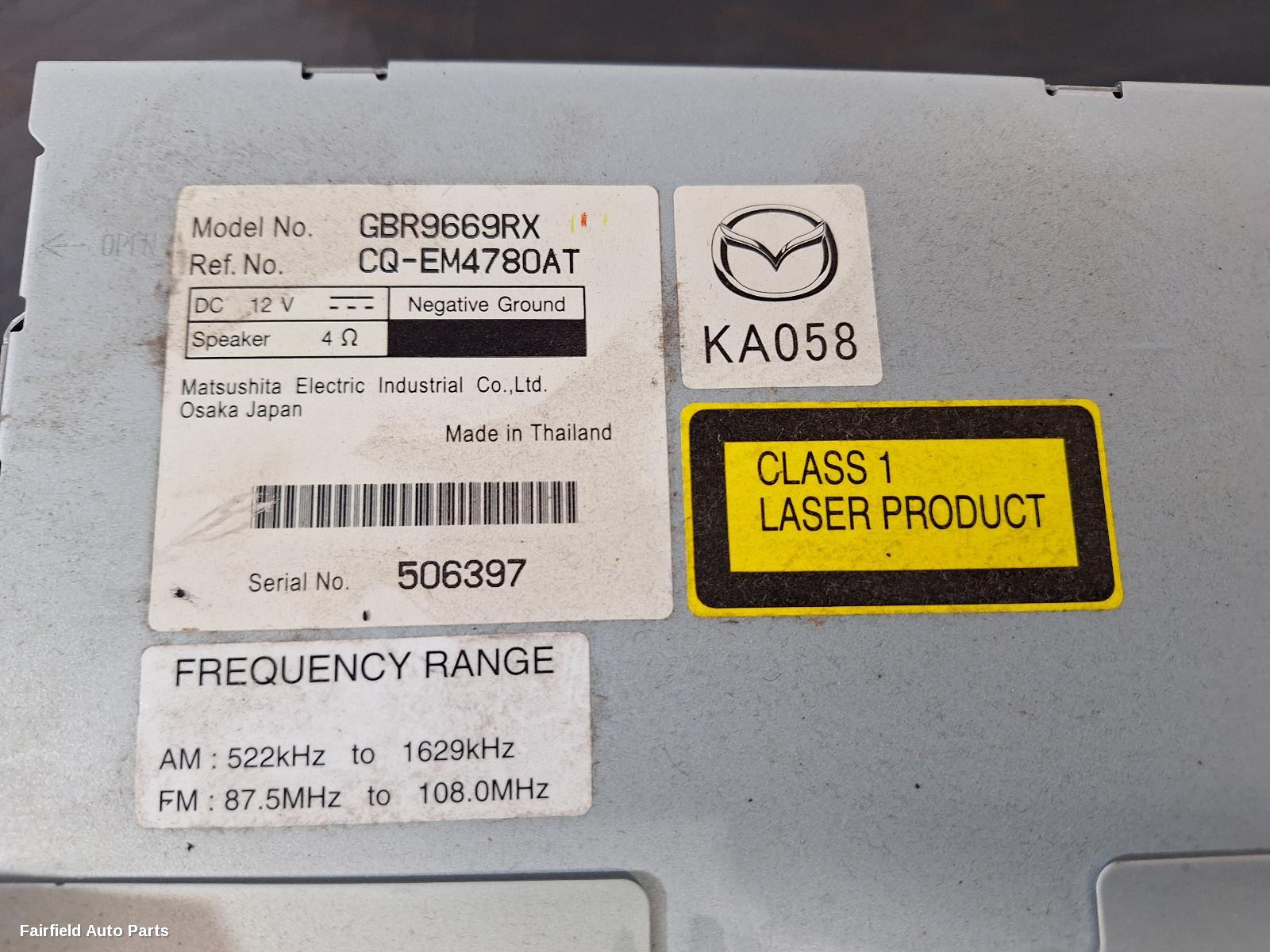 2008-2012 Mazda 6 Radio Cd Dvd Sat Tv