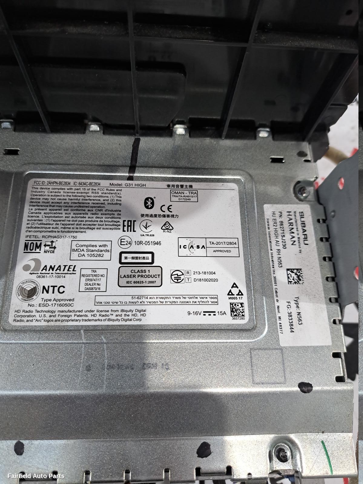 2018-2022 Subaru Forester Radio Cd Dvd Sat Tv