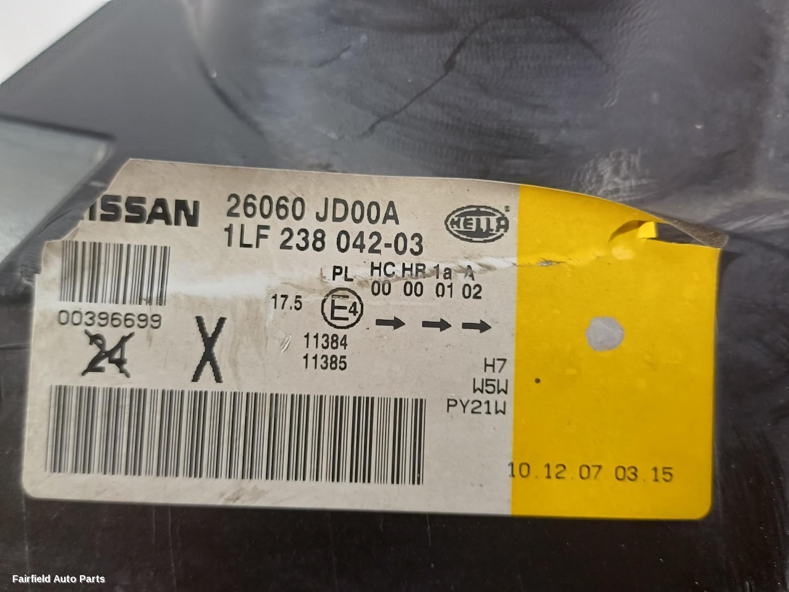 2007-2010 Nissan Dualis Left Headlamp