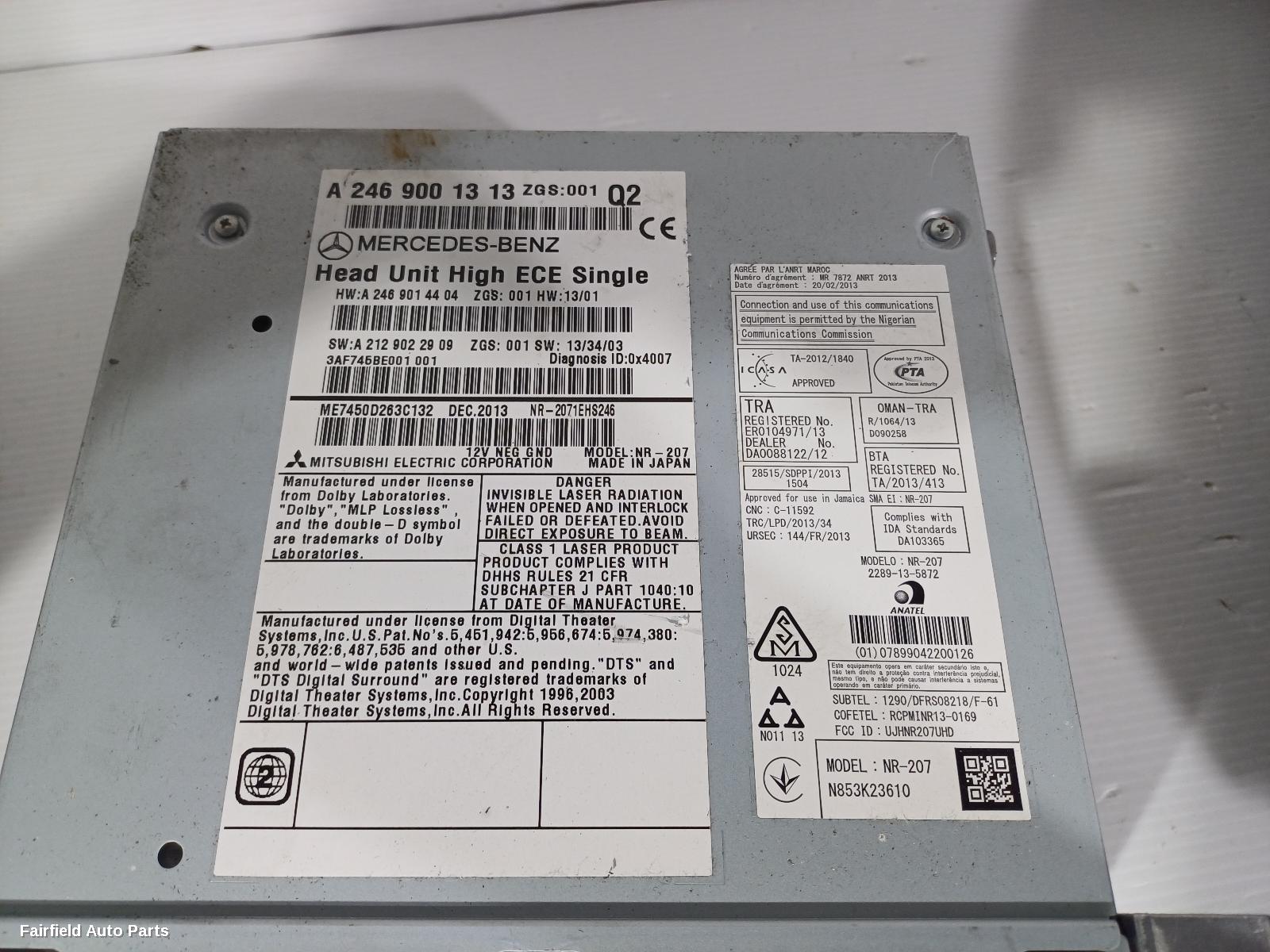 2012-2018 Mercedes A Class Radio Cd Dvd Sat Tv
