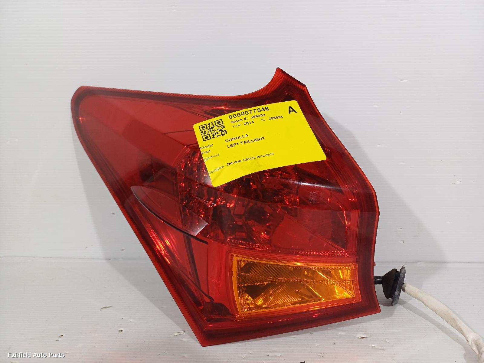 2012-2015 Toyota Corolla Left Taillight