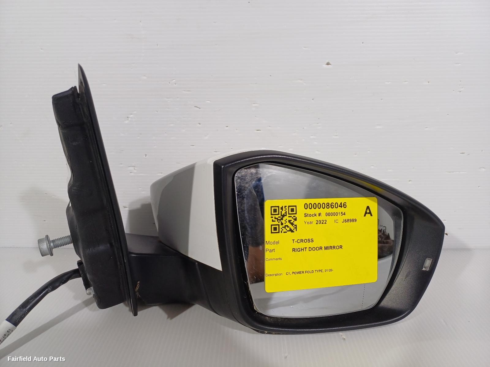 2020-2023 Volkswagen T-cross Right Door Mirror