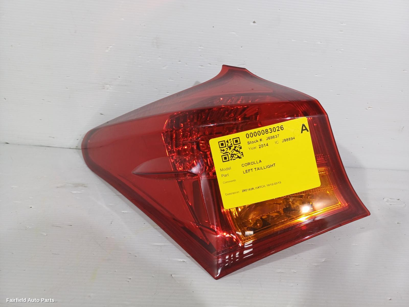 2012-2015 Toyota Corolla Left Taillight