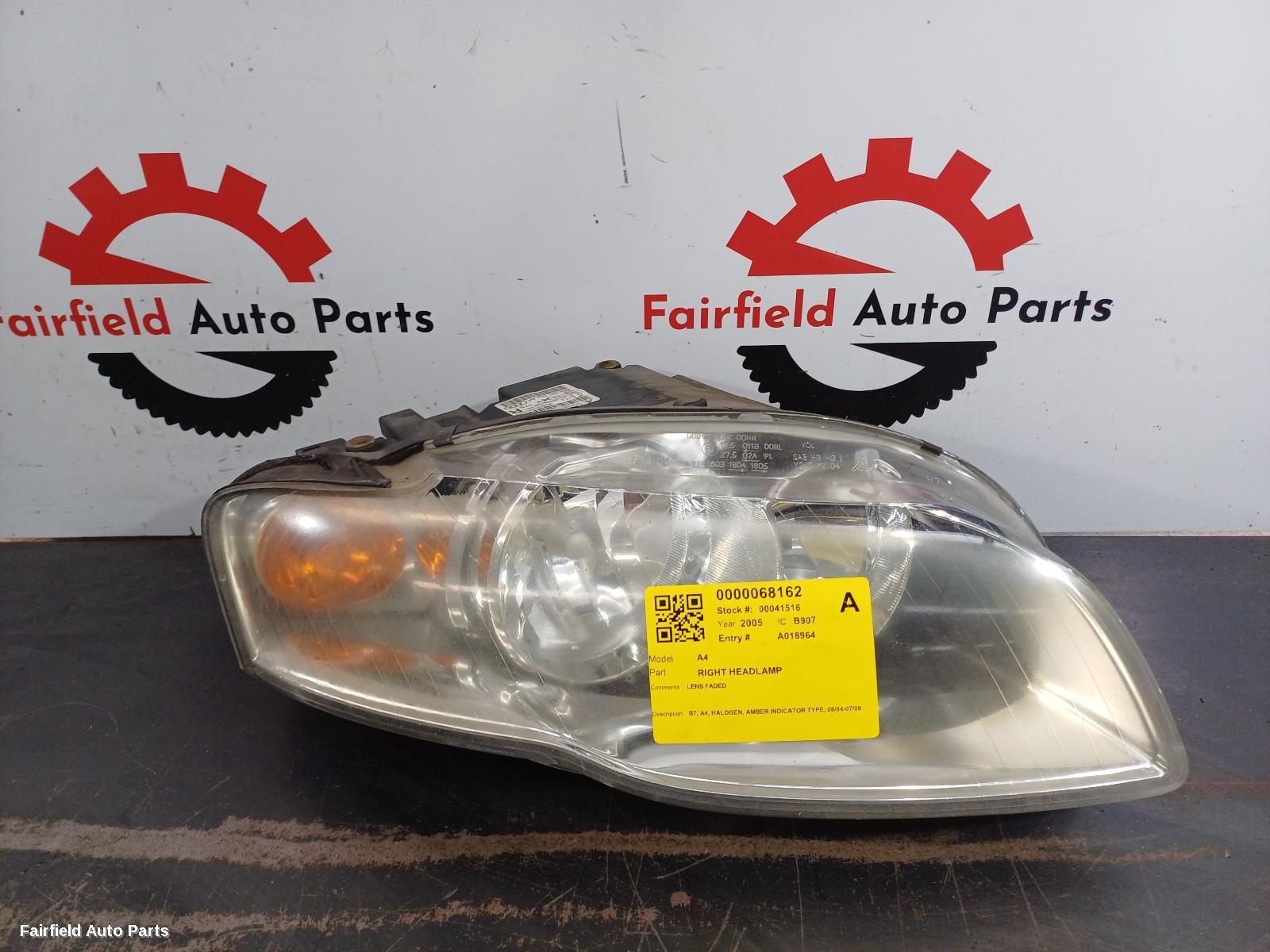 2005-2009 Audi A4 Right Headlamp