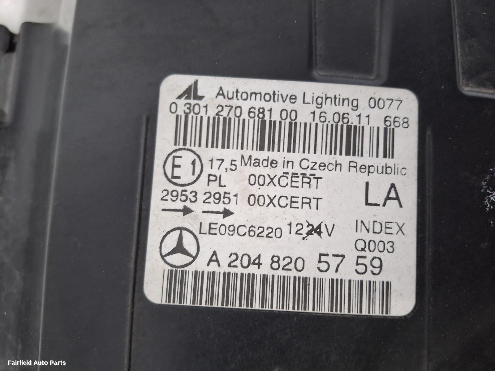 2011-2015 Mercedes C Class Left Headlamp