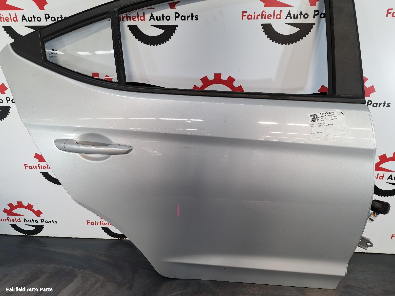 2015-2020 Hyundai Elantra Right Rear Door Sliding