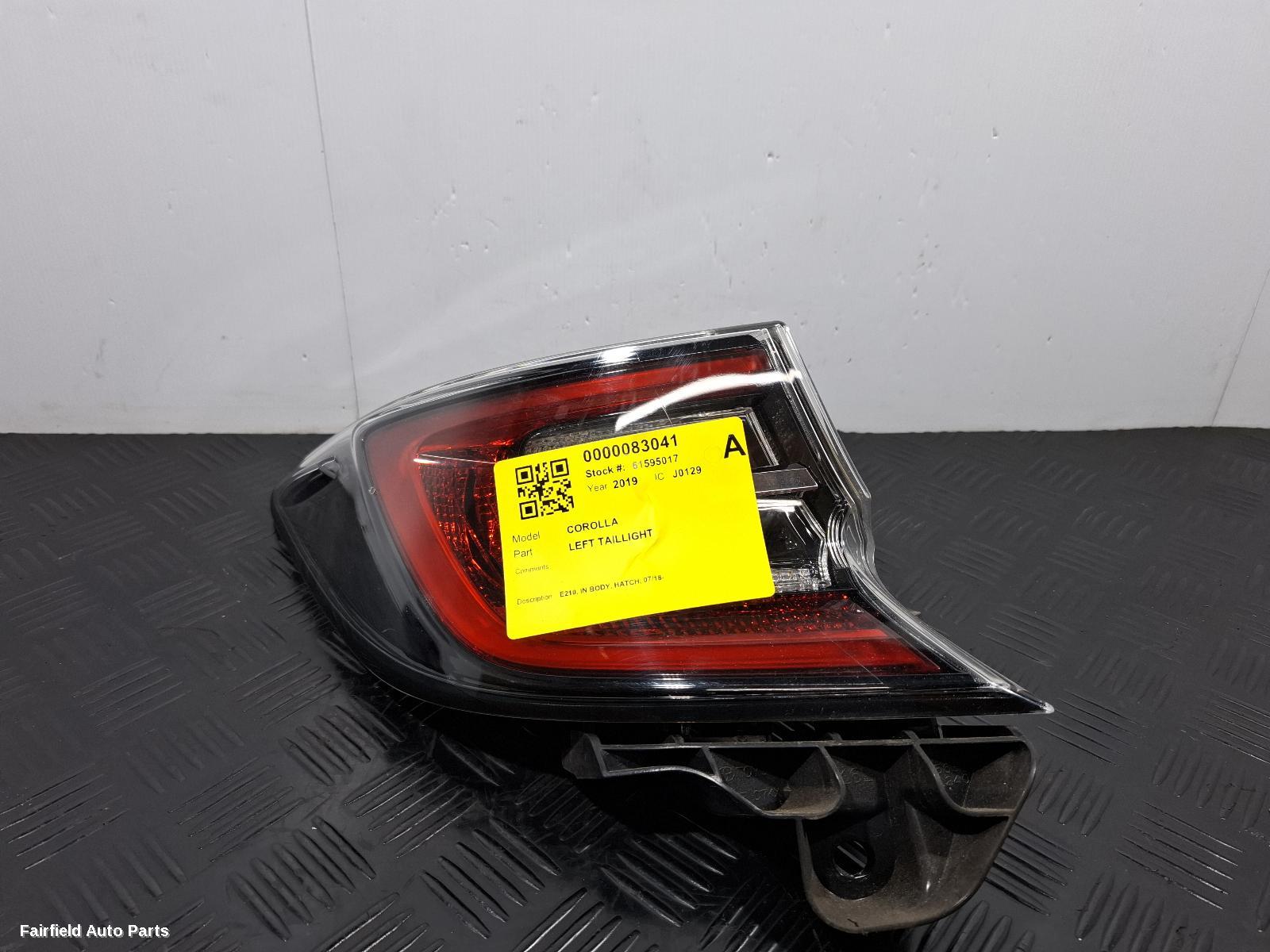 2018-2022 Toyota Corolla Left Taillight