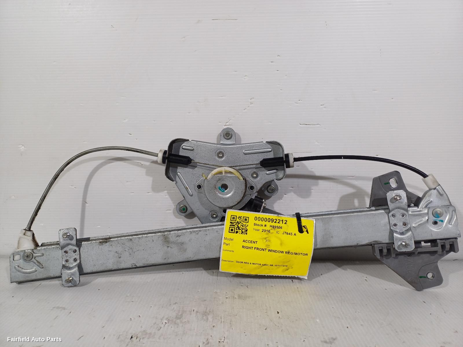 2011-2019 Hyundai Accent Right Front Window Reg Motor