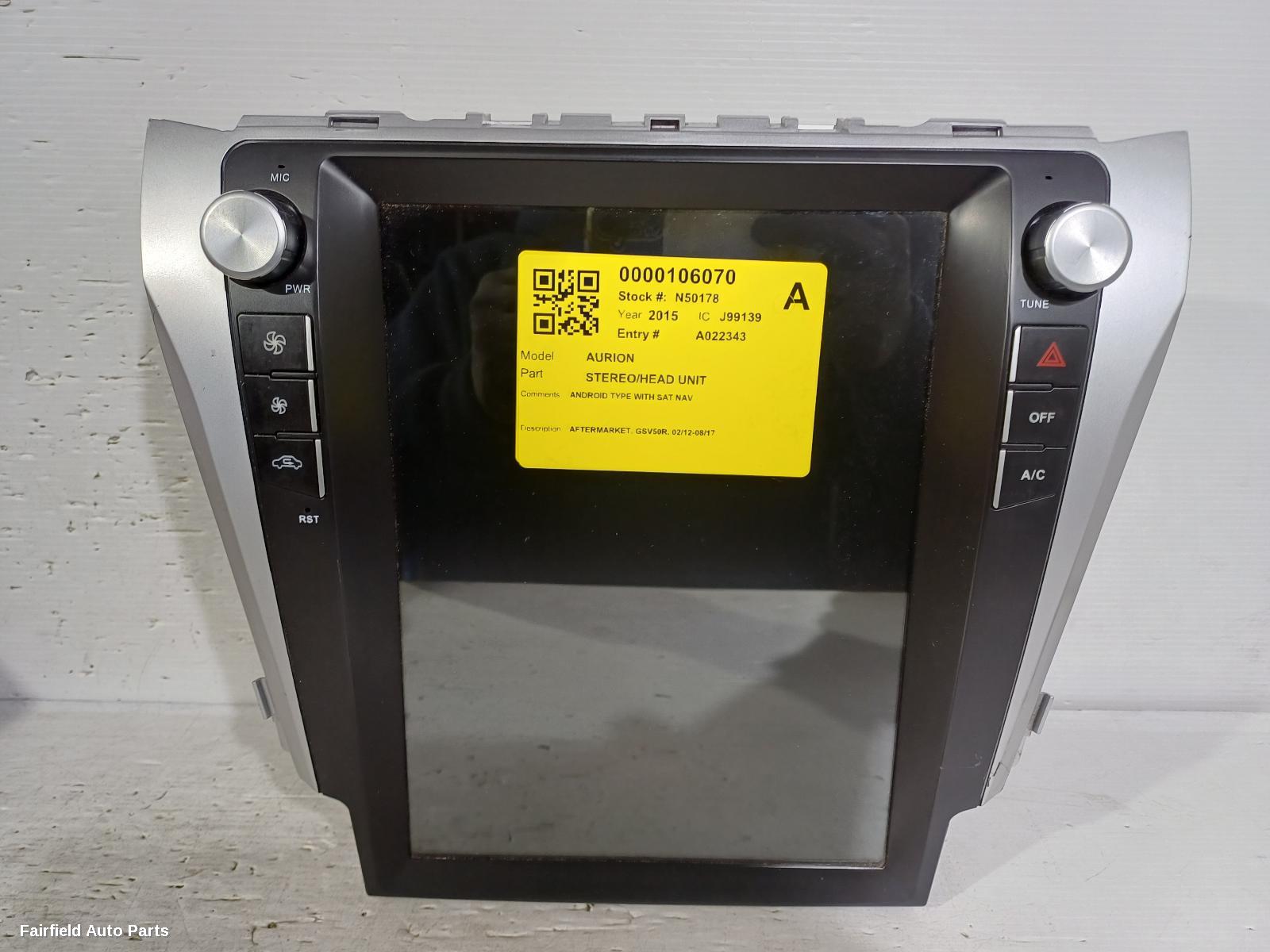 2012-2017 Toyota Aurion Radio Cd Dvd Sat Tv