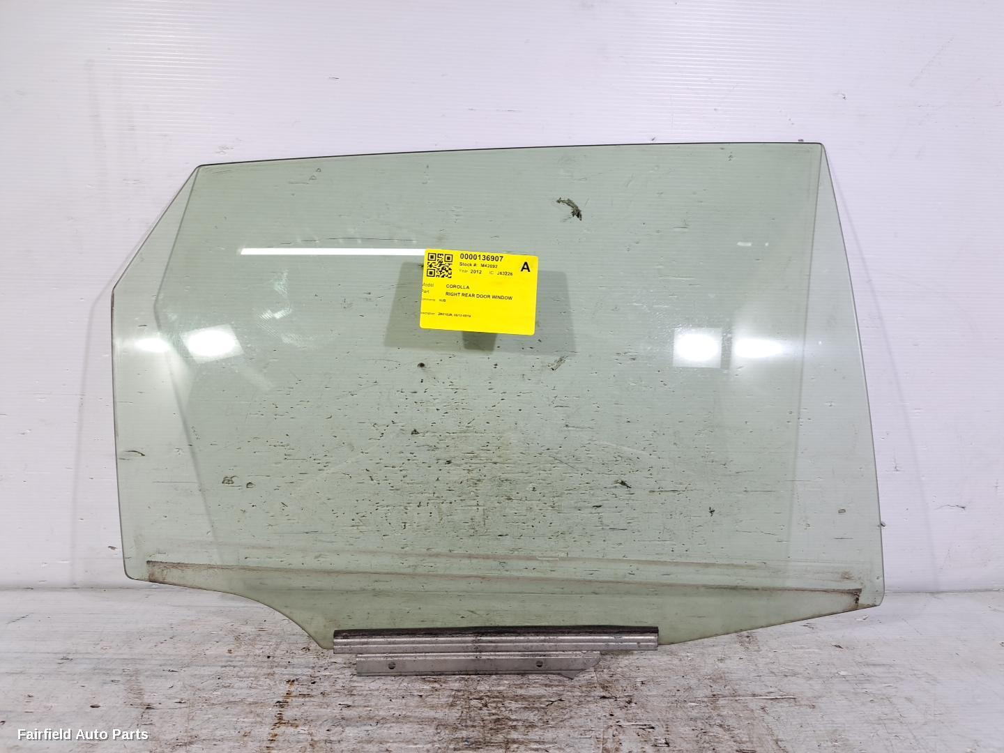 2012-2018 Toyota Corolla Right Rear Door Window