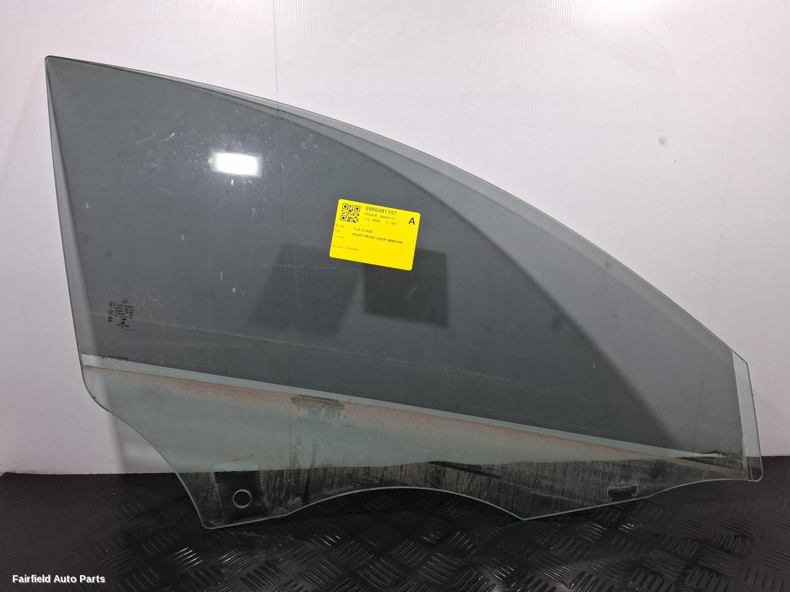 2019-2025 Mercedes Cla Class Right Front Door Window