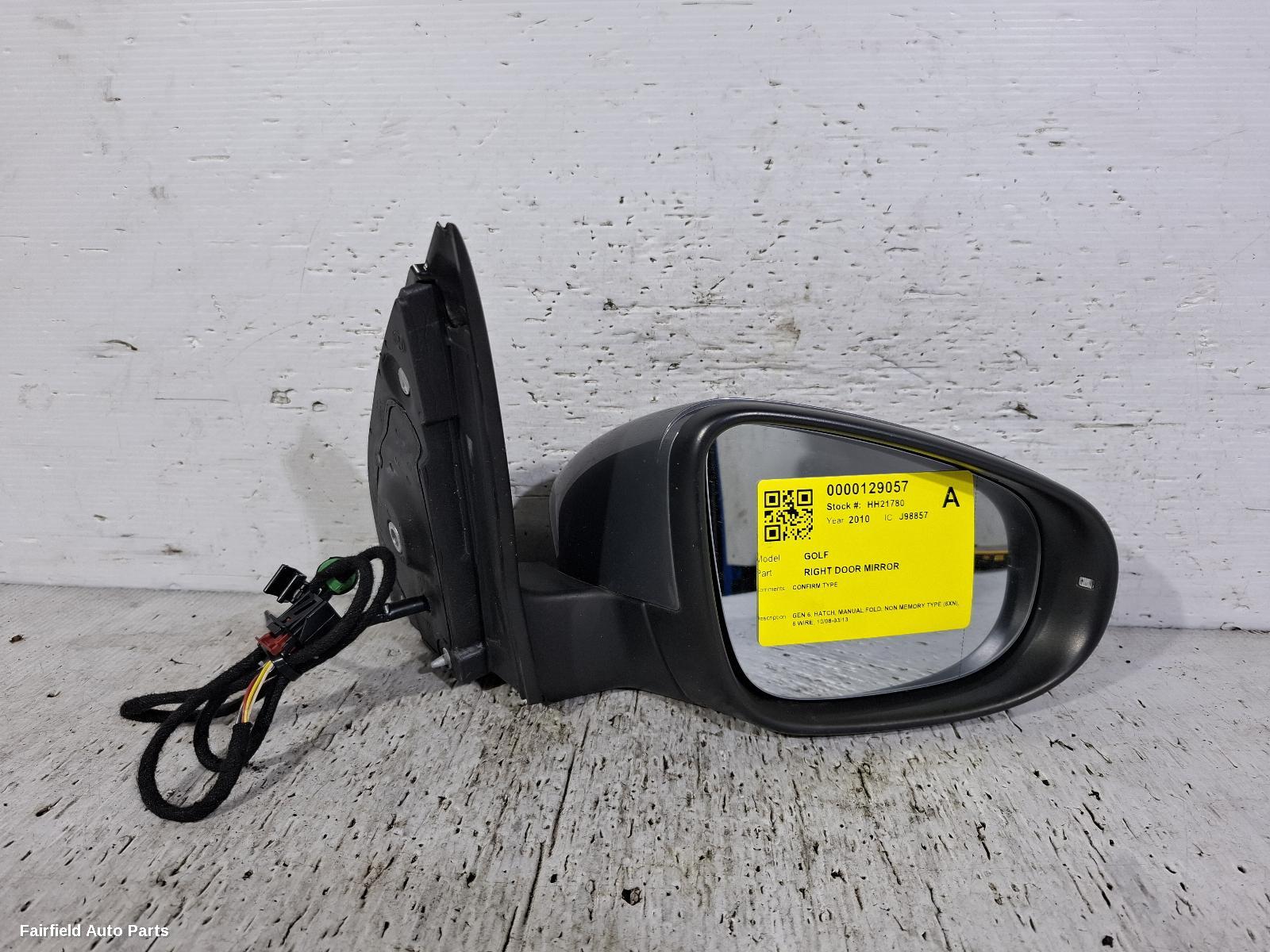 2008-2013 Volkswagen Golf Right Door Mirror