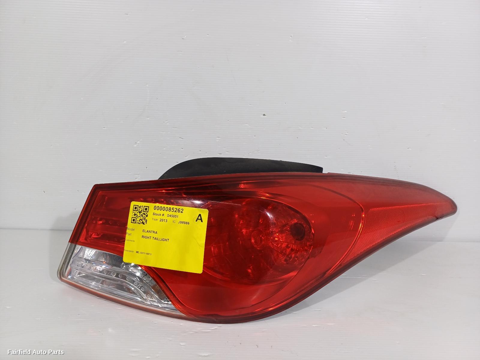2011-2013 Hyundai Elantra Right Taillight
