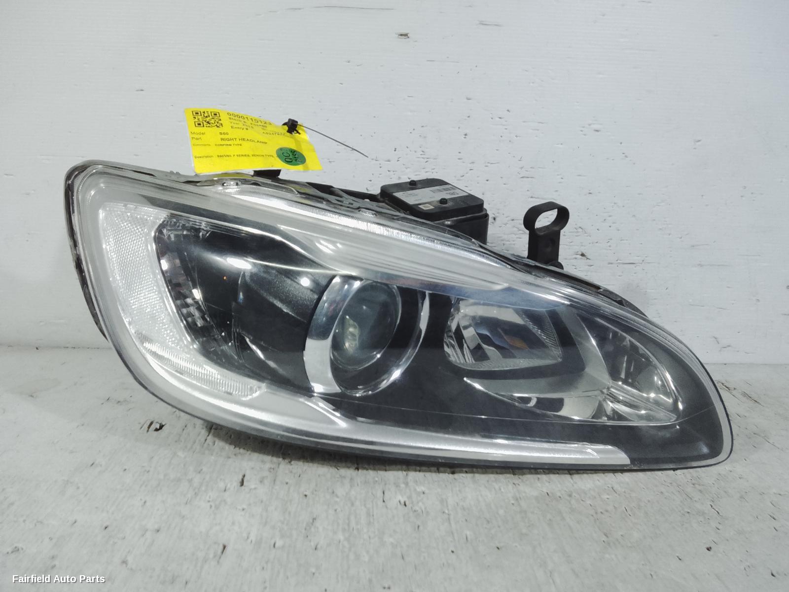 2013-2018 Volvo S60/v60 Right Headlamp