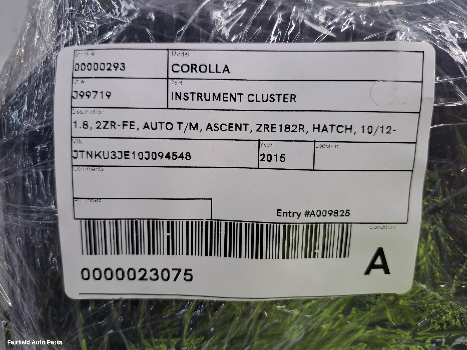 2012-2015 Toyota Corolla Instrument Cluster