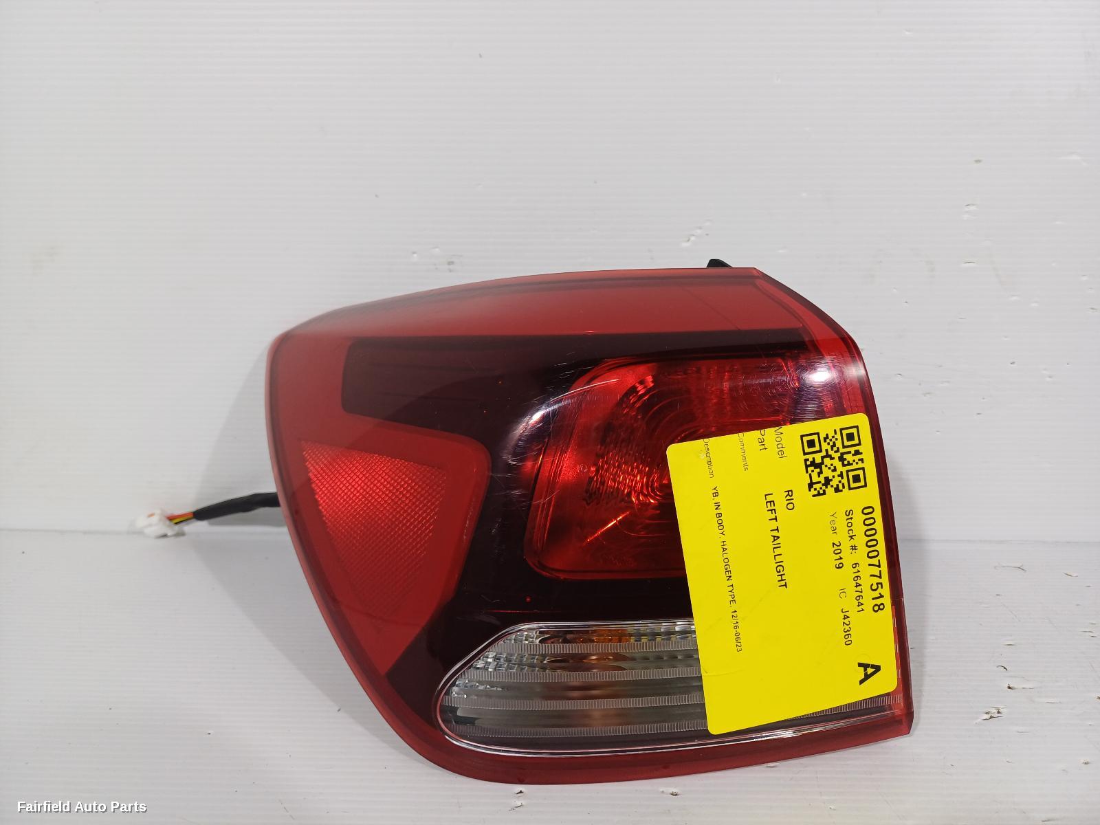 2016-2023 Kia Rio Left Taillight