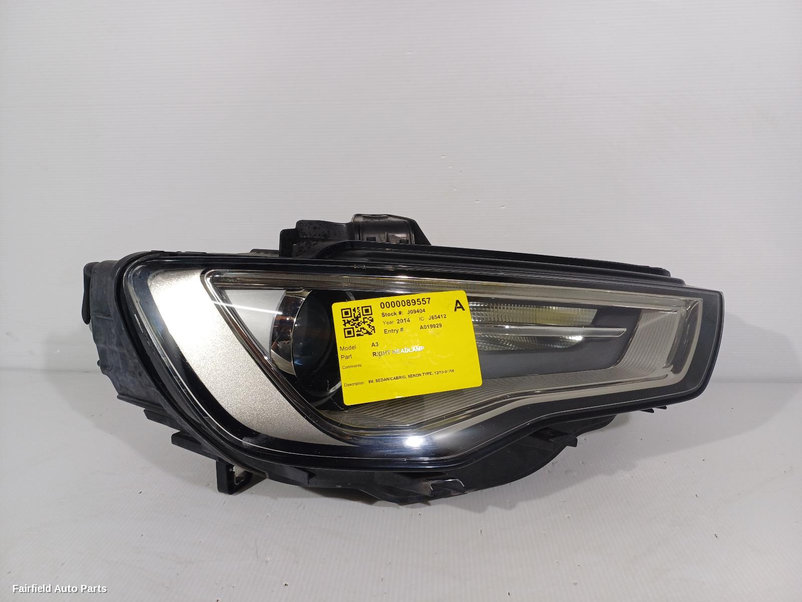 2013-2016 Audi A3 Right Headlamp