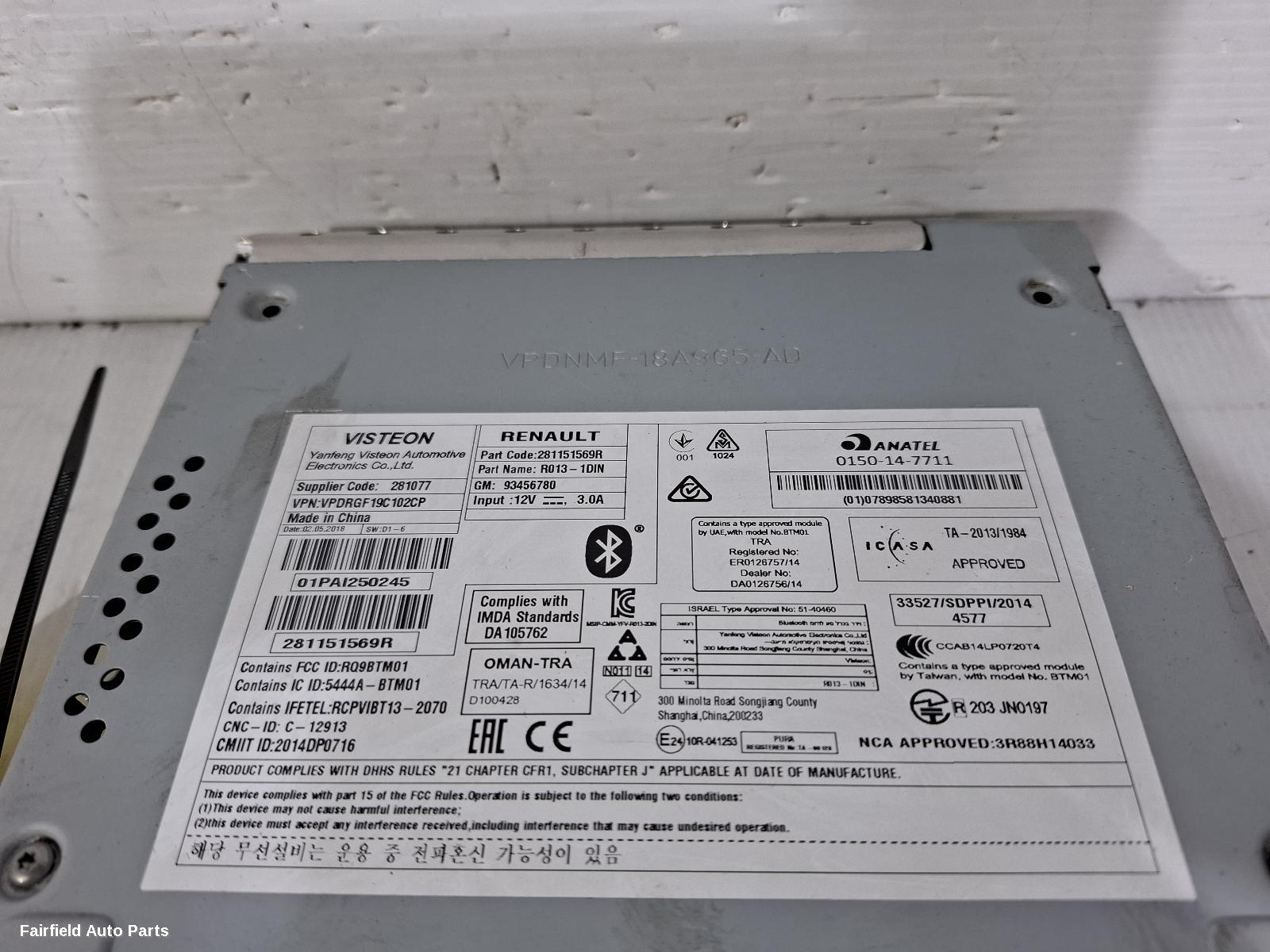 2015-2021 Renault Trafic Radio Cd Dvd Sat Tv