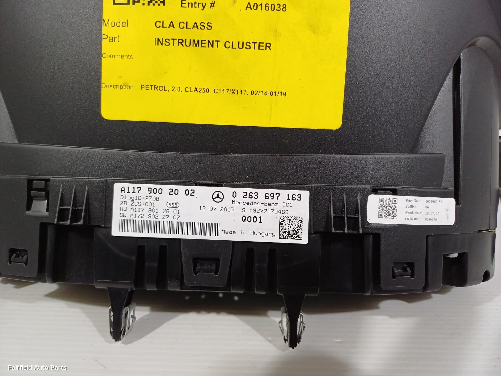 2014-2019 Mercedes Cla Class Instrument Cluster