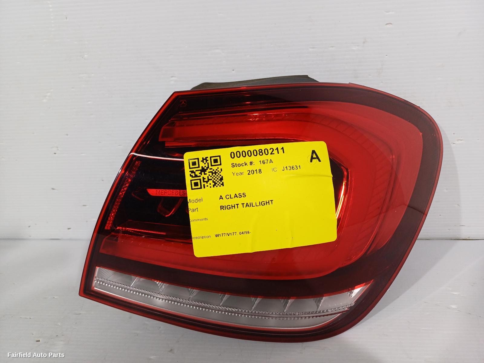 2018-2023 Mercedes A Class Right Taillight