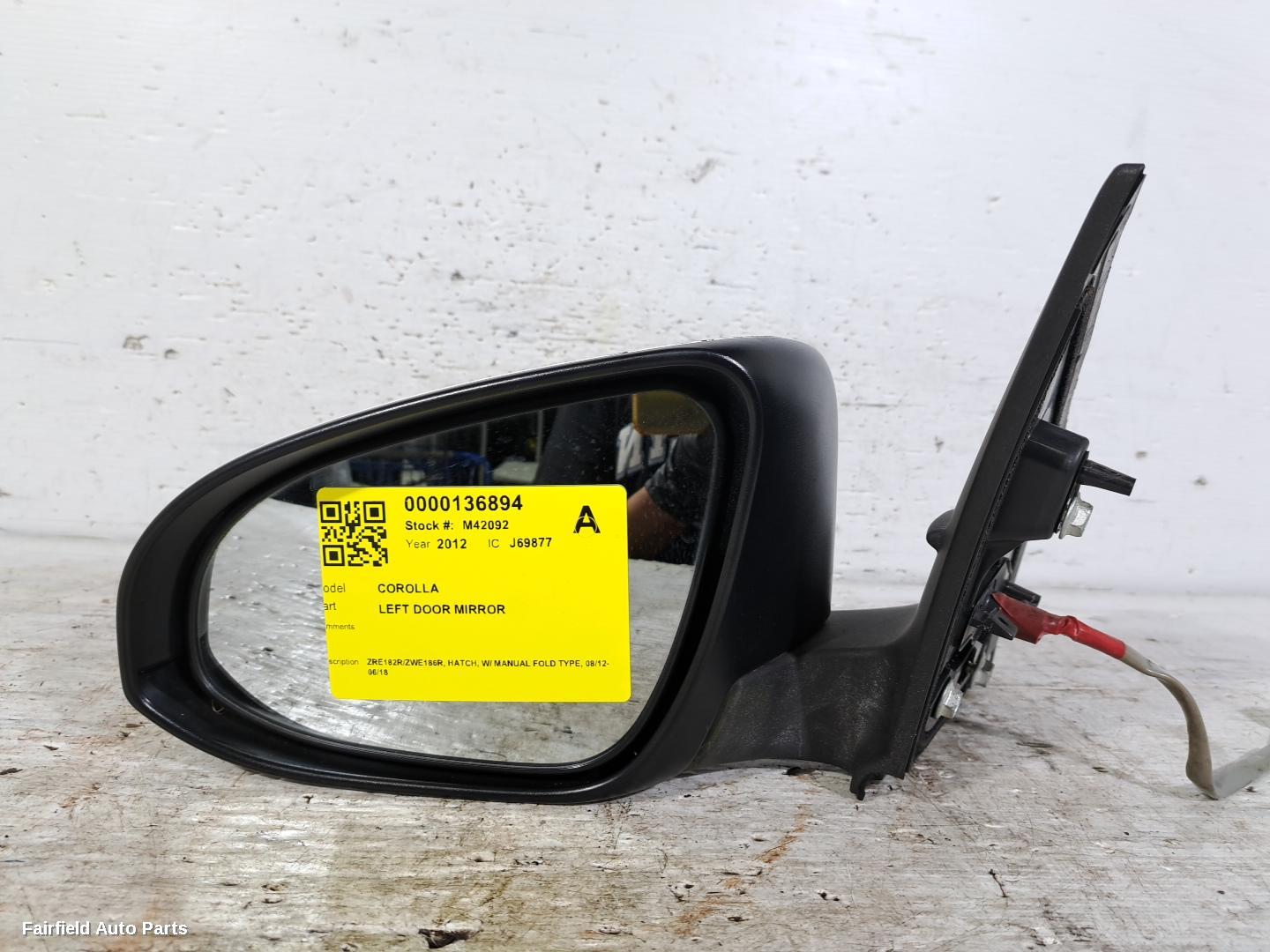 2012-2018 Toyota Corolla Left Door Mirror