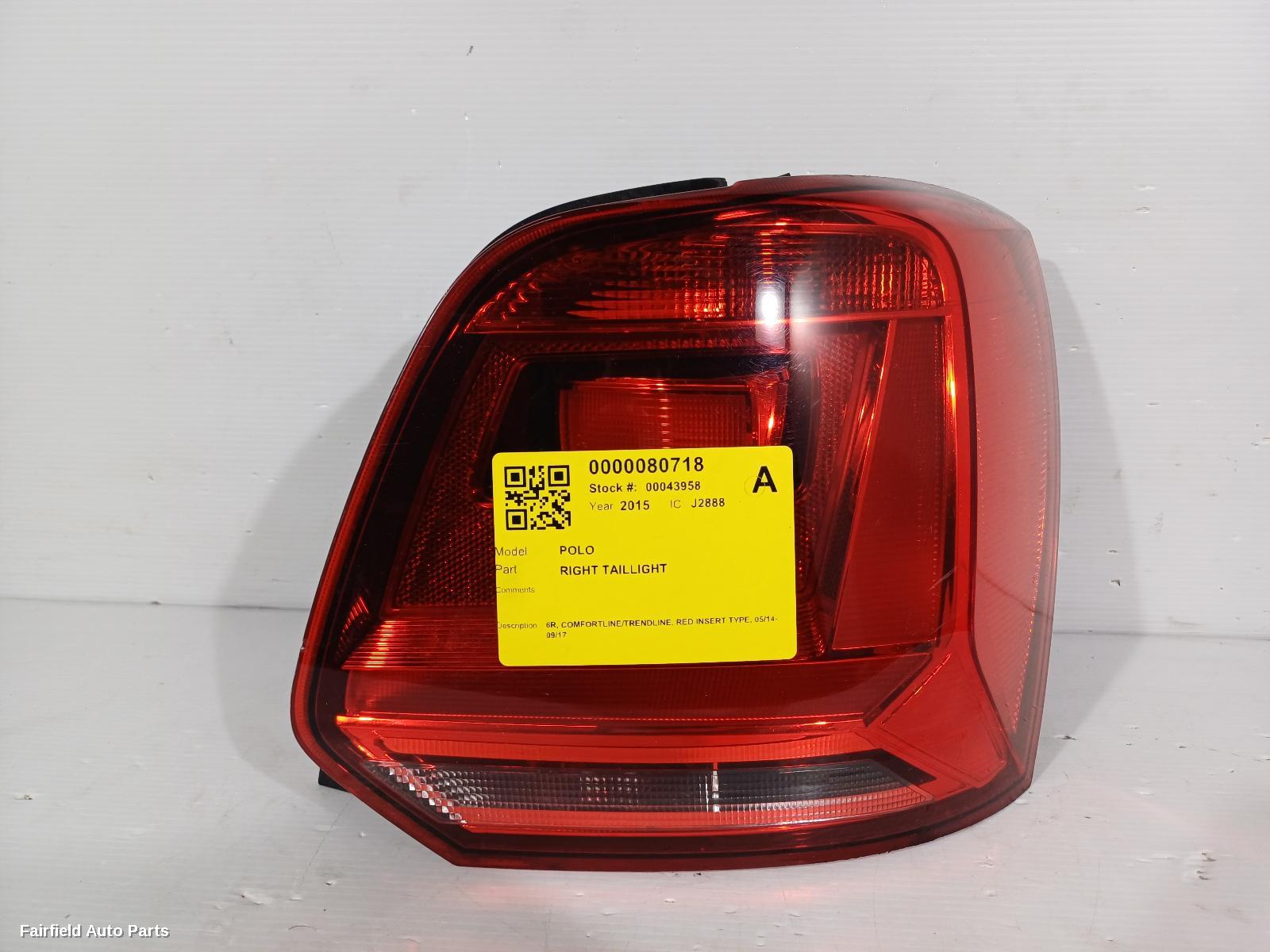 2014-2017 Volkswagen Polo Right Taillight