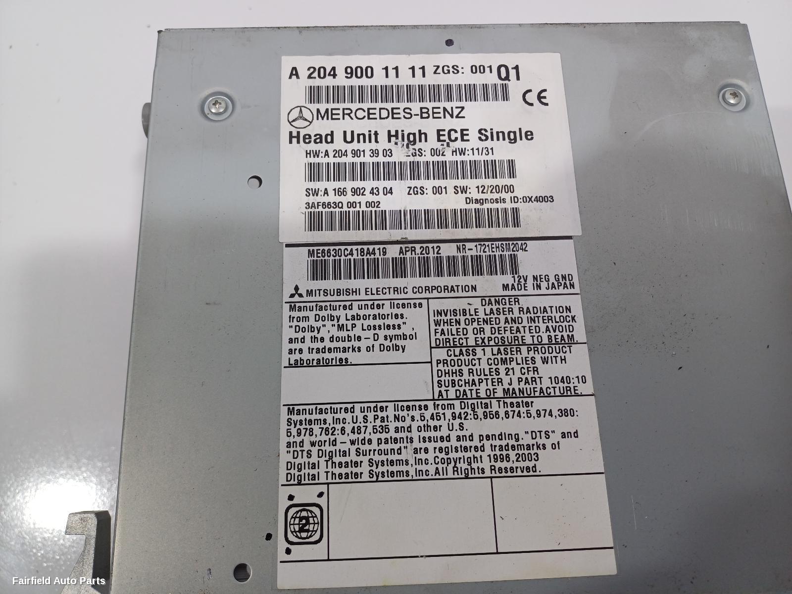 2011-2015 Mercedes C Class Radio Cd Dvd Sat Tv