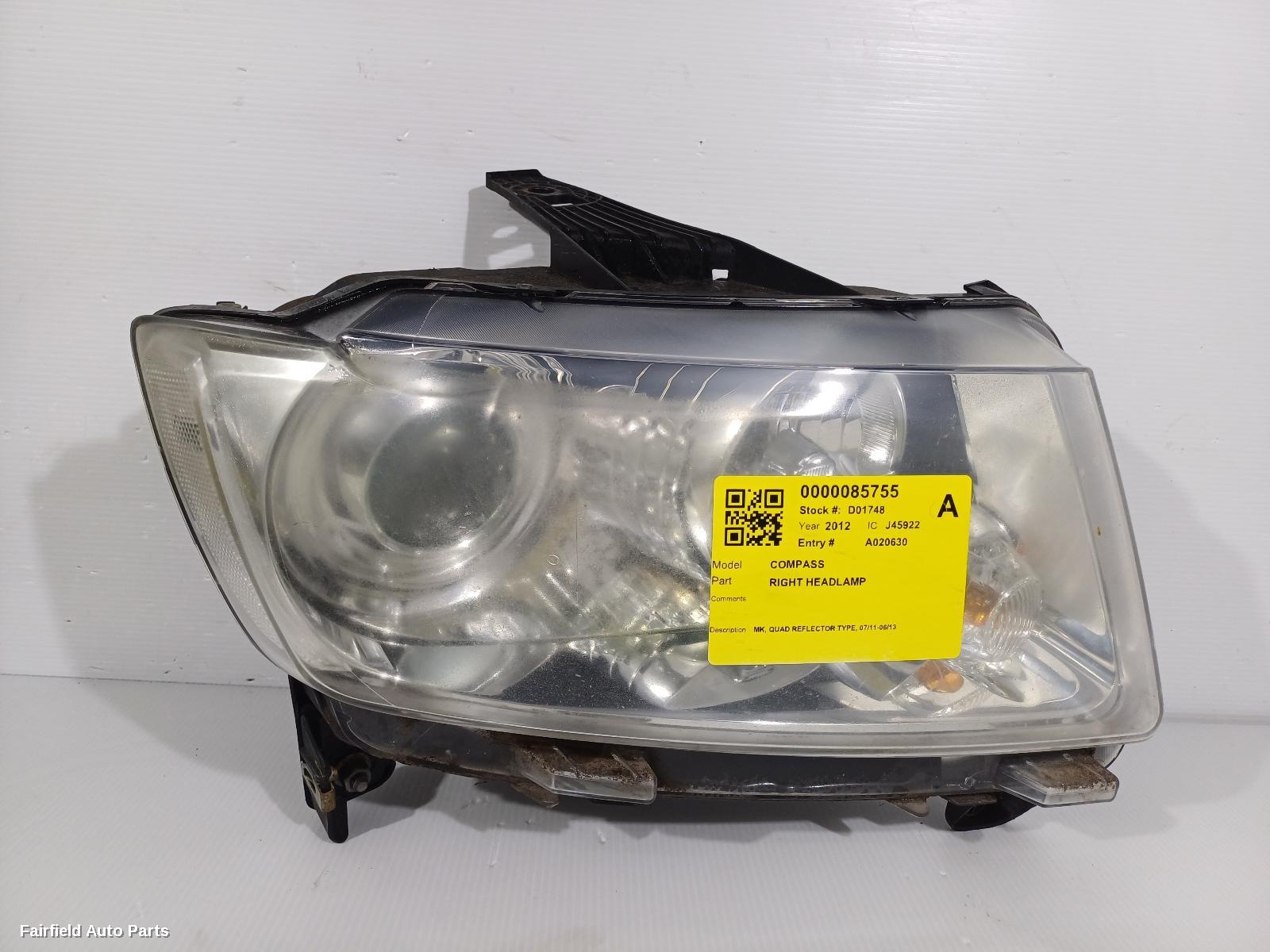 2011-2013 Jeep Compass Right Headlamp