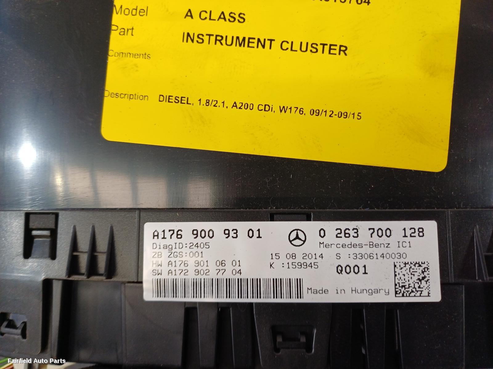 2012-2015 Mercedes A Class Instrument Cluster