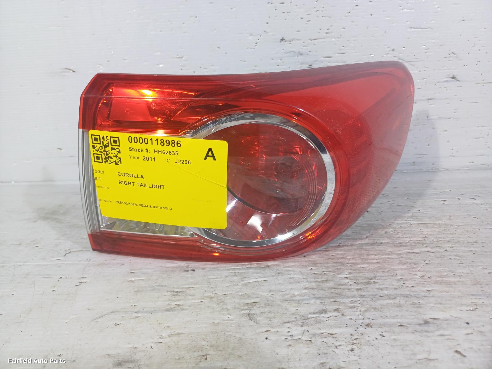 2010-2013 Toyota Corolla Right Taillight