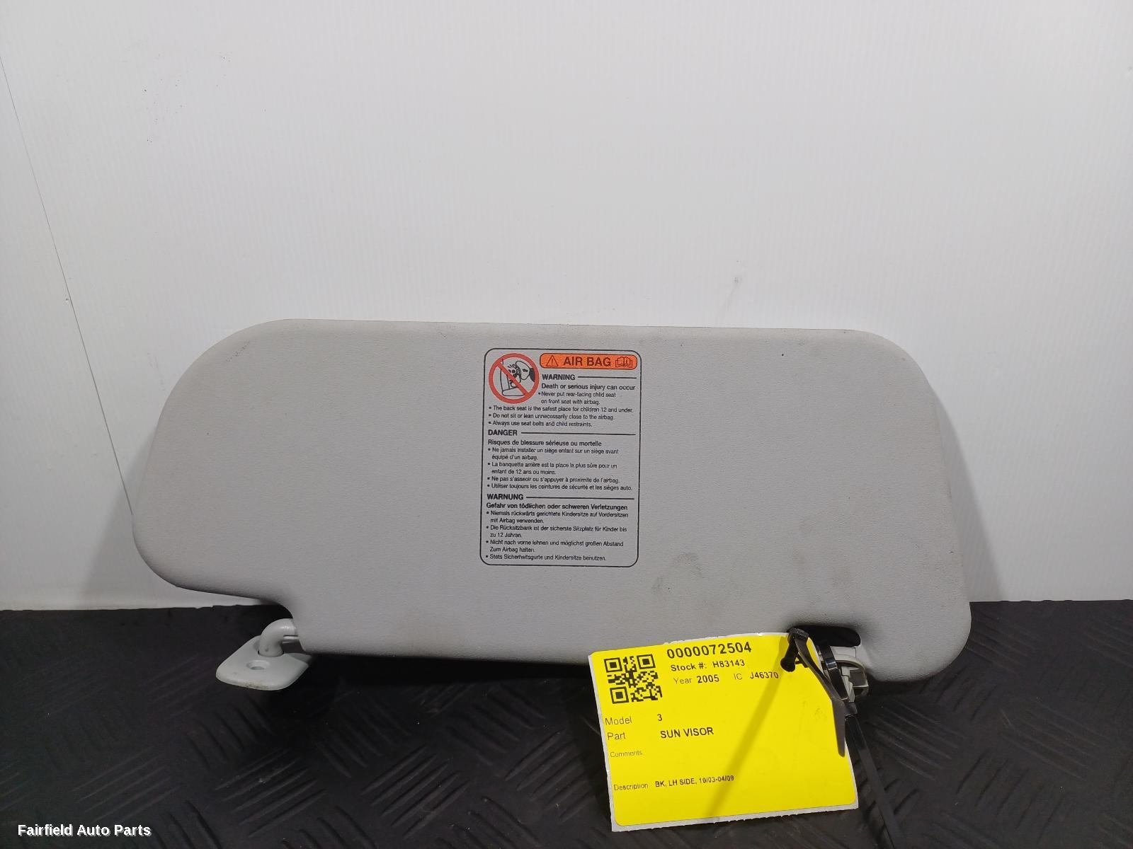 2003-2009 Mazda 3 Sunvisor