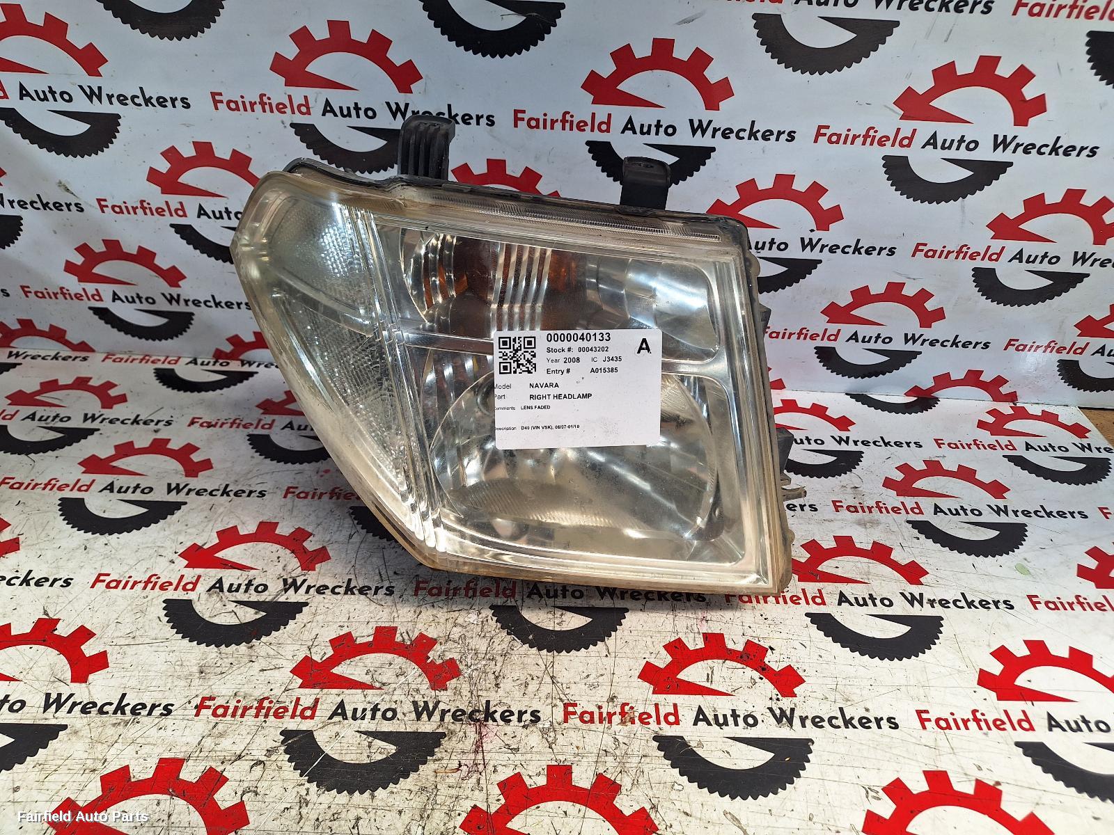 2008 Nissan Navara Right Headlamp